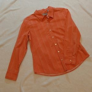 💲LIZ CLAIBORNE Salmon white polka dot button down